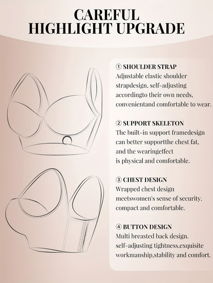Seamless Large Size Push-up Bra for Women with Wide Shoulder Straps, Comfortable And Simple Bra