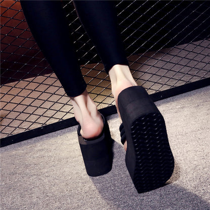 Back Heel: 3.15 Inch, Front Heel: 1.97 Inch.Women Flip Flops Comfortable Summer Casual Flip Flops Women Slippers Beach Style Non-slip Thick Bottom Wedges Shoes, Women Shoes