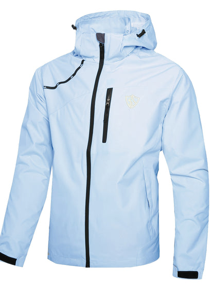 Men'S Rain Jacket Waterproof with Zipped Pockets Windproof Rain Jacket with Hooded