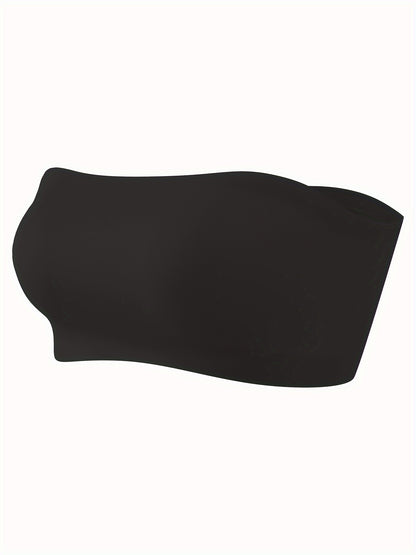 1pc ESSELEGANCE Seamless Wireless Bandeau Bra - Soft Nylon & Elastane Blend, No-Show Design, Beige/Nude, Comfortable Stretch Fit for Casual Attire