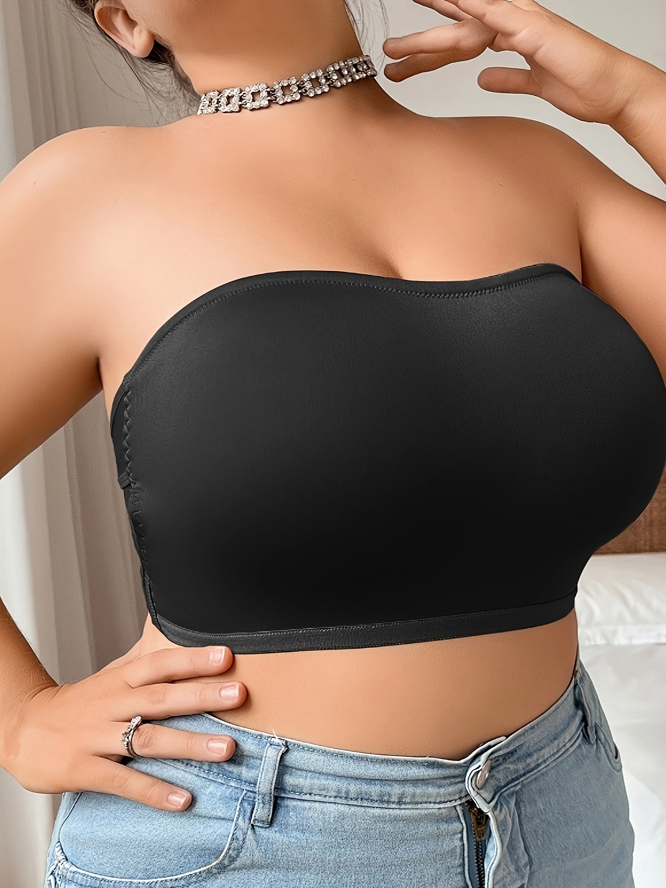 New Sexy Strapless Wrap Bra for Women with Anti-Slip, Bust-Lifting, Crisscross Side Clasp, And Beautiful Back Design