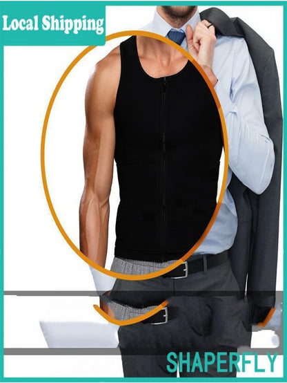 Men Neoprene Sauna Zipper Waist Trainer Vest Tank Top Trimmer Body Shaper Body Shaper