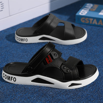 [Breathable Non-Slip Slides] Breathable Non-Slip Men's Summer Slides - EVA Material Geometric Design Beach & Indoor Sandals
