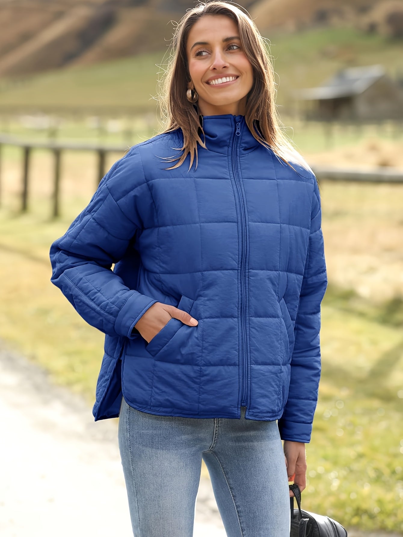 Buoniyk Women's Oversized Splice Quilted Lightweight Puffer Jacket Casual Padded Coat