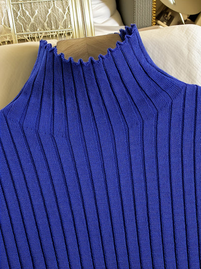 New Autumn And Winter Women'S Loose Set, Including Long Wide-Leg Pants, a Shawl Cardigan, And a High-Neck Vest Sweater, a Fashionable Three-Piece Set