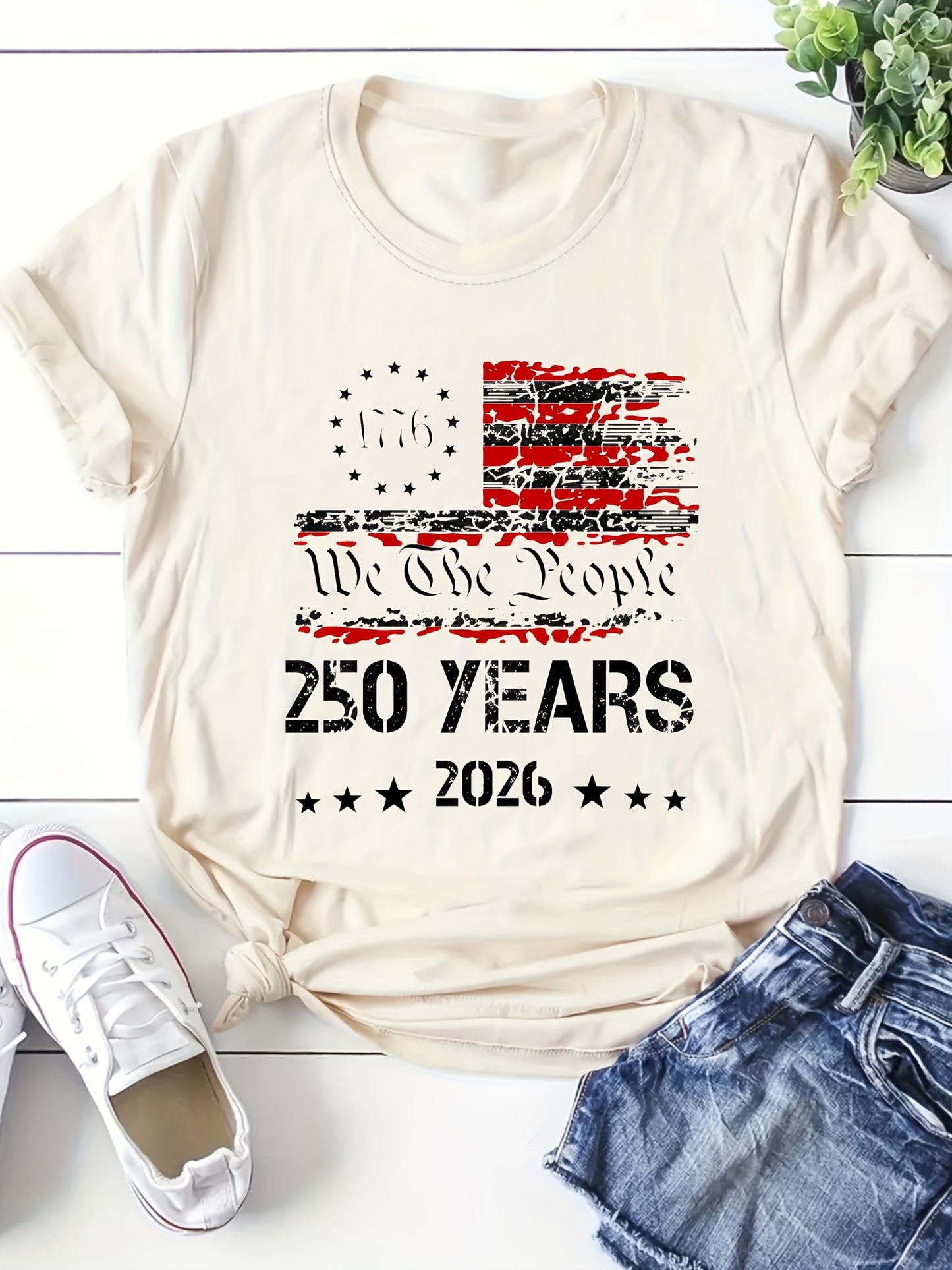 250 YEARS 2026 We The People Round-neck Pullover Comfortable And Soft Women's T-shirt