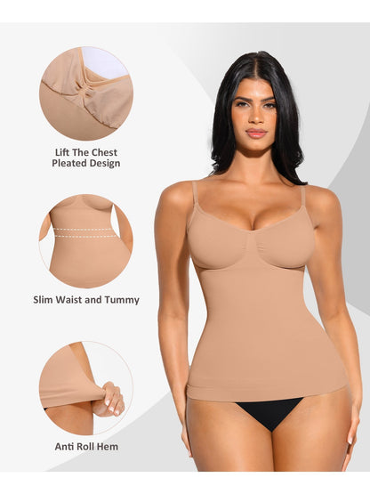 Womens Tank Top Shapewear Tummy Control Tops Cami Tank Compression V Neck Camisole