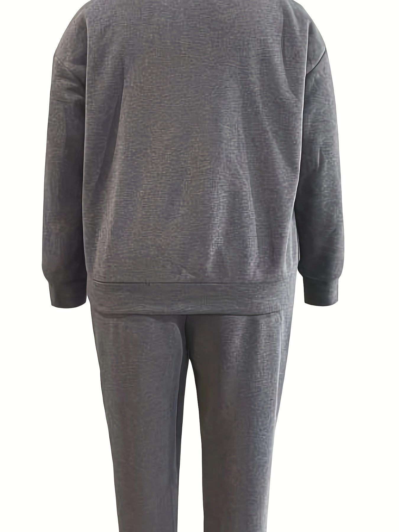 Women's Cozy Brown Sweatshirt & Jogger Set with "Money" Graphic - Casual Crew Neck, Long Sleeve, and Pants with Drawstring Waist - Perfect for Fall and Winter, Allseason Outfit|Playful Graphic Set|Comfortable Fit