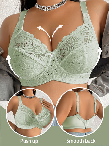 [Plus-Size Comfortable Bra] Lace-Spliced Plus-Size Women's Bra, No Underwire, Casual And Comfortable, with a Beautiful Back Design, Thin And Suitable for