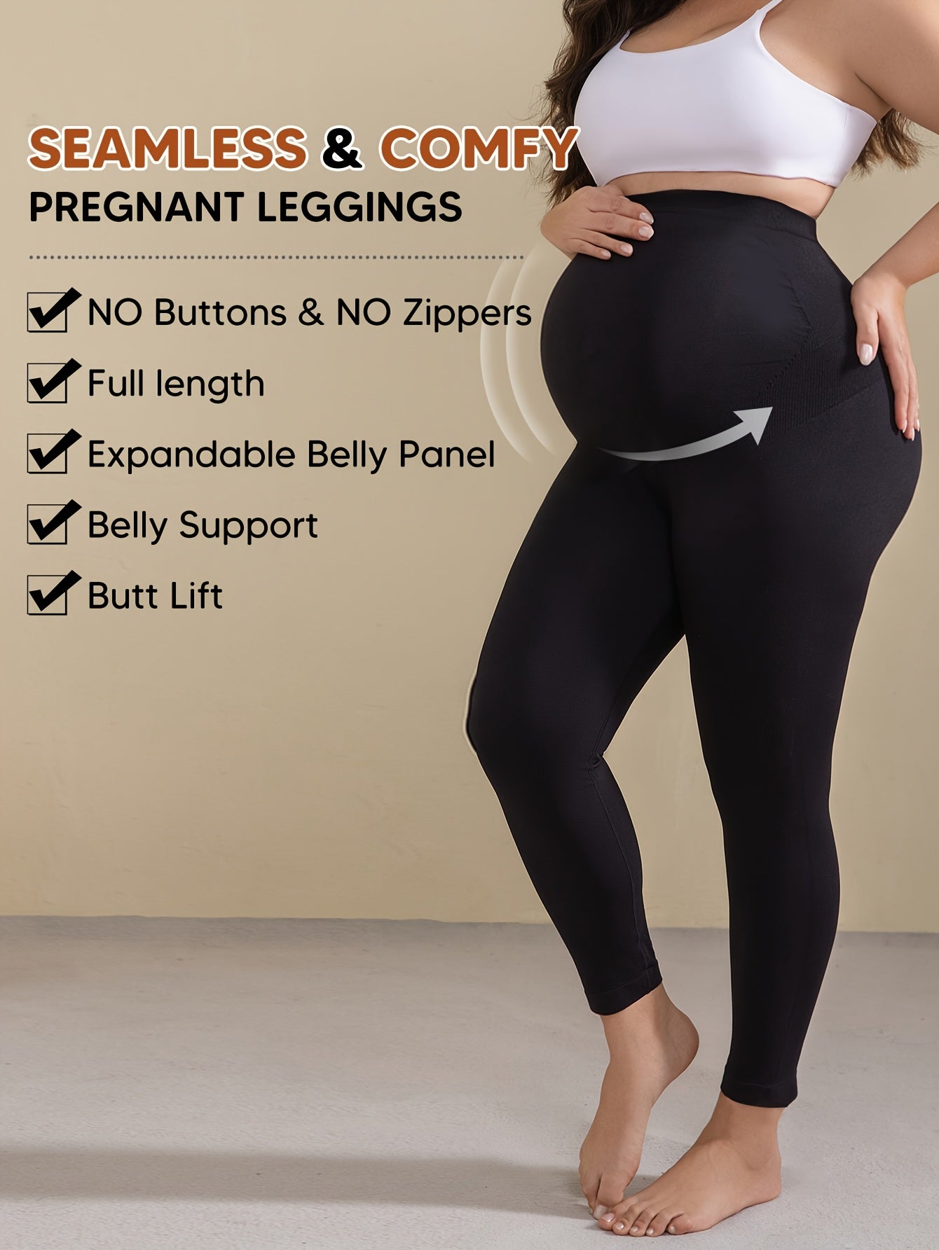Black Knit High-Waist Leggings - product view 11