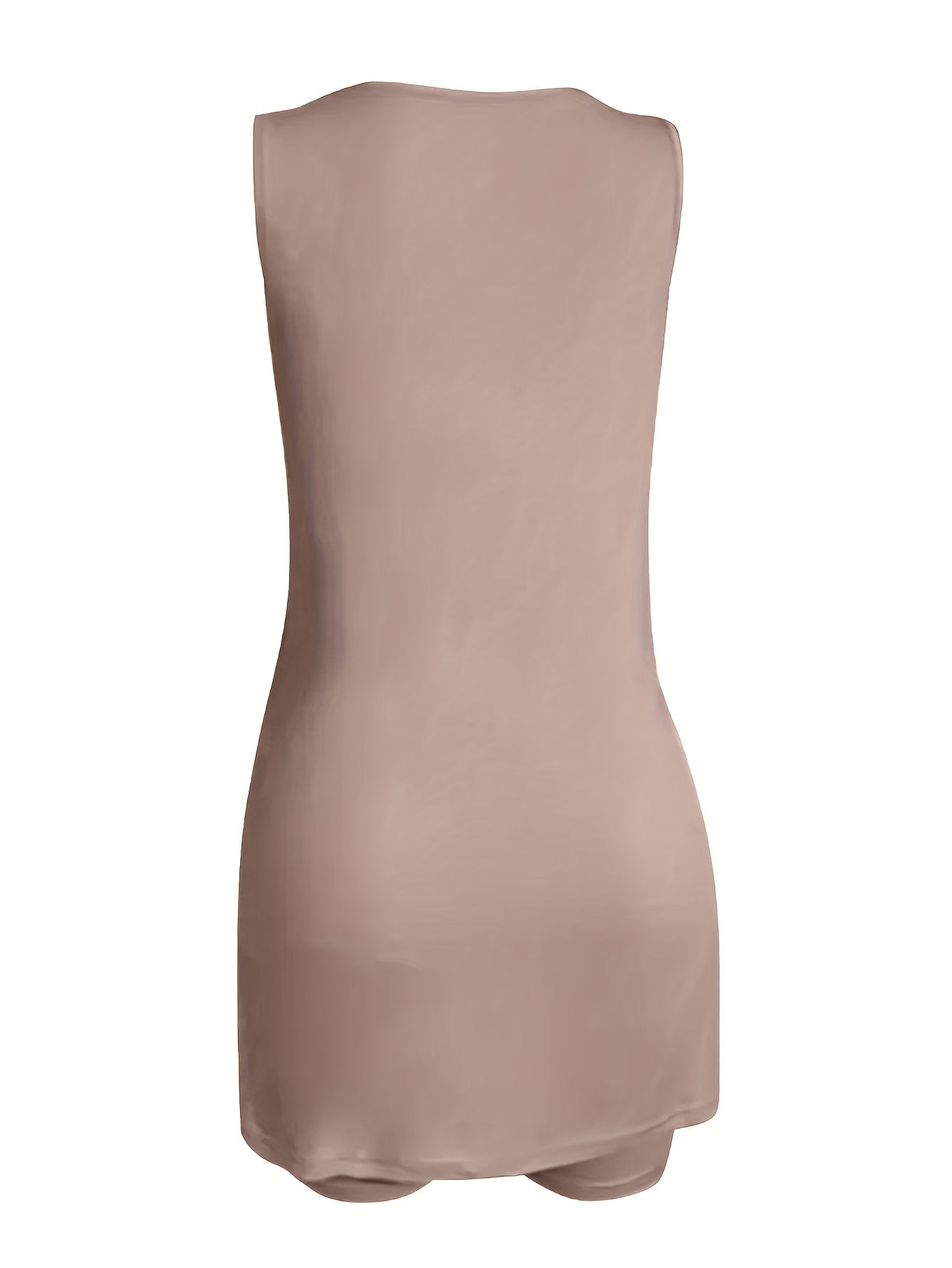 Black Polyester V-Neck Sleeveless Shorts - product view 34