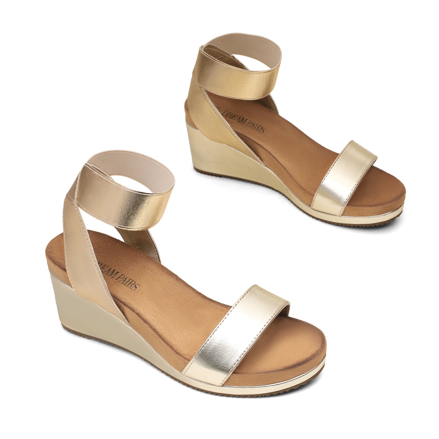 Womens Open Toe Elastic Ankle Strap Platform Wedge Sandal Summer Shoes, Stable Durable, Comfy Soft, Simple Chic, Casual, for party, dance, shopping, walk, office, beach