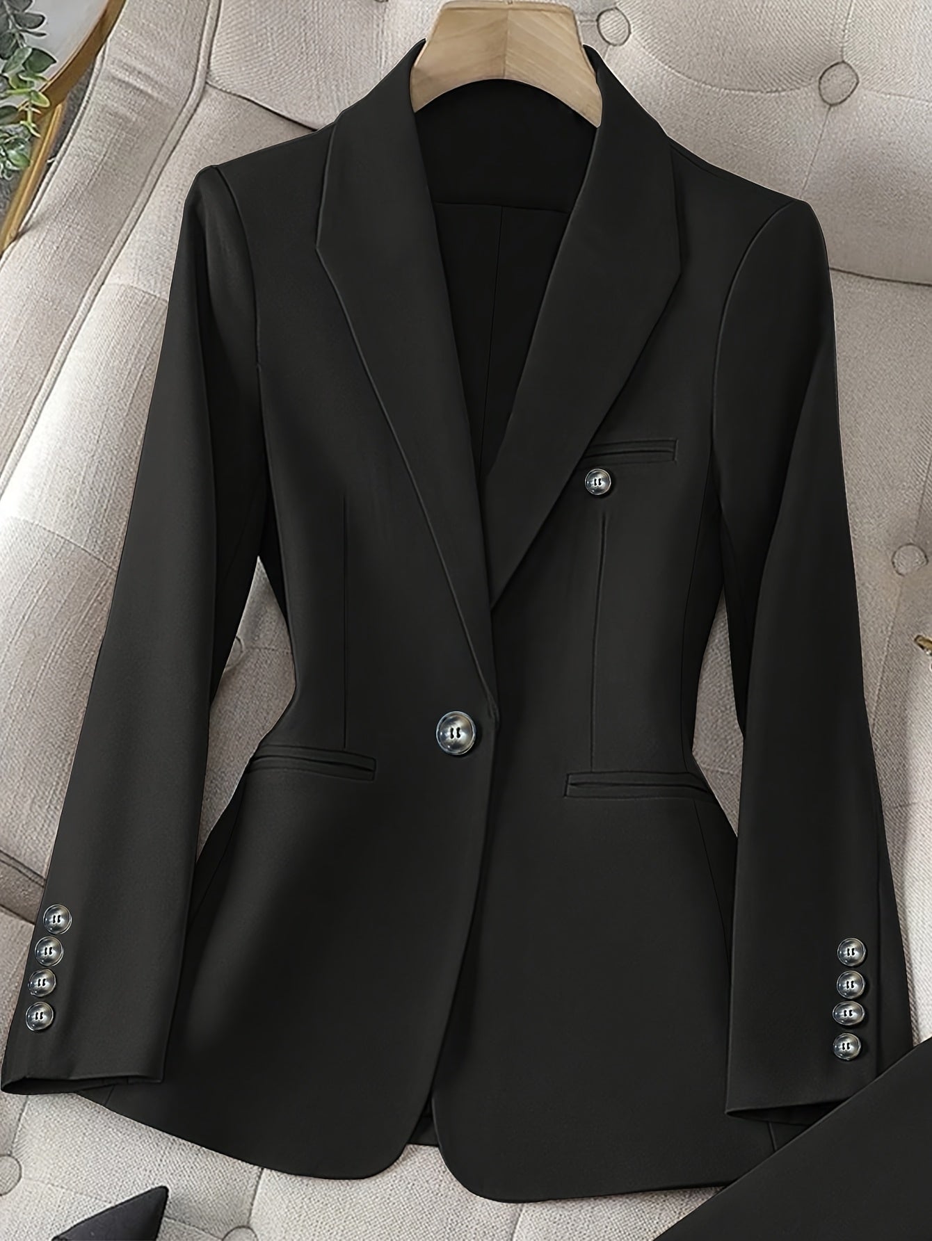 Solid Color Single Button Long Sleeve Single-Breasted Waistcoat Suit Pants Two-Piece Set