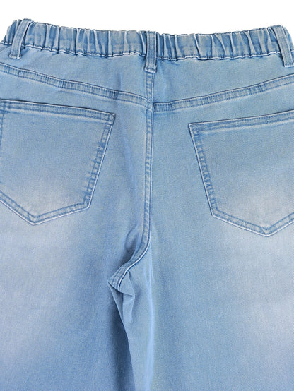 [Stretch-Waist Wide-Leg Jeans] Women's Stretch-Waist Straight-Leg Relaxed Fit Jeans Four-Season Casual High-Waisted Comfortable Wide-Leg Pants Fashionable Pants Suitable For Any Occasion