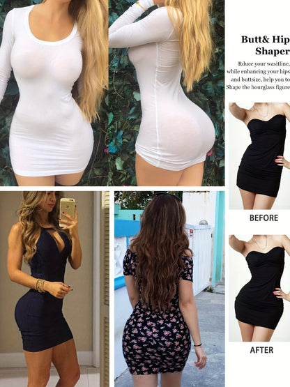 Plus Size Women Shapewear Control Panties Body Shaper Butt Lifter Padded Hip Enhancer Seamless Underwear Hi- Waist Short
