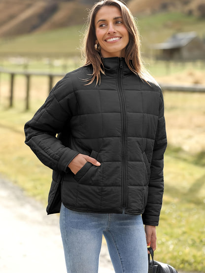 Buoniyk Women's Oversized Splice Quilted Lightweight Puffer Jacket Casual Padded Coat
