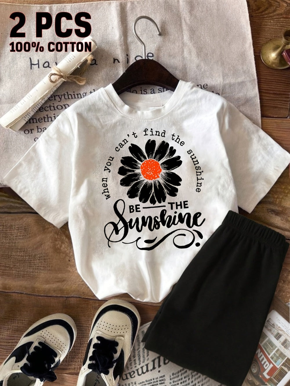 Girls' Casual Outfit Set - Short Sleeve Summer 0693