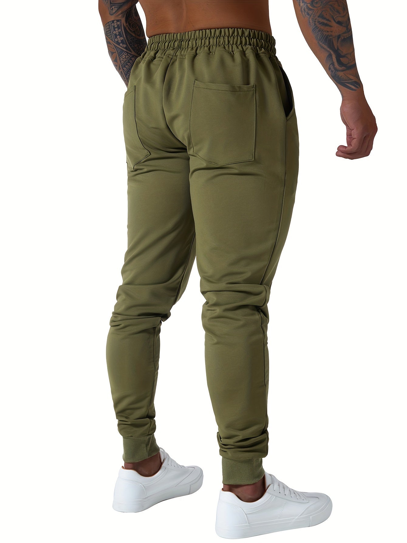 3pcs Men's Jogger Sweatpants - Ultra-Elastic Gym Pants with Deep Side Pockets, Mid-Rise Athletic Workout Bottoms, Solid Color Casual & Training Wear, Machine Washable (Regular Fit) - Bulk Pack for Running, Gym, Everyday Use - Easy Care &