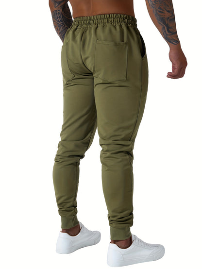3pcs Men's Jogger Sweatpants - Ultra-Elastic Gym Pants with Deep Side Pockets, Mid-Rise Athletic Workout Bottoms, Solid Color Casual & Training Wear, Machine Washable (Regular Fit) - Bulk Pack for Running, Gym, Everyday Use - Easy Care &