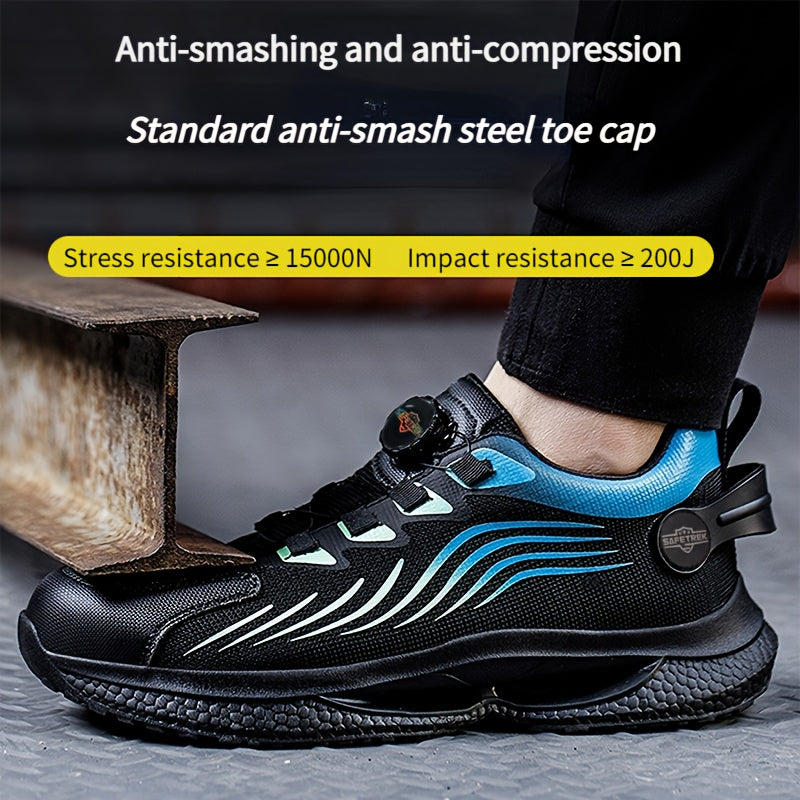 SAFETREK Men's Safety Shoes - Featuring A Rotating Buckle Design, Built-in Steel Toe Cap And Kevlar Midsole, Impact And Puncture Resistance, Wear-resistant And Non-slip Outsole, Suitable for Various Work Environments And All Seasons.