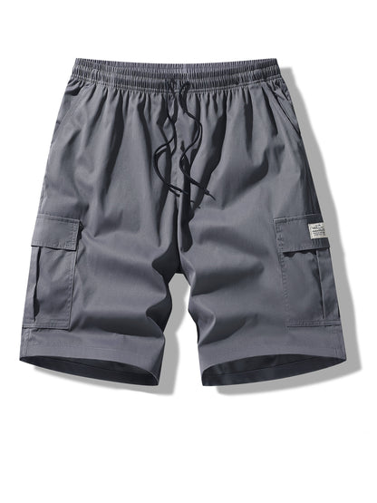 3pcs Men's Cargo Shorts, Casual Athletic Shorts - Multi-Pocket Ripstop, (Includes Wristband) Adjustable Waist (Black, Gray, Khaki) - Outdoor & Travel
