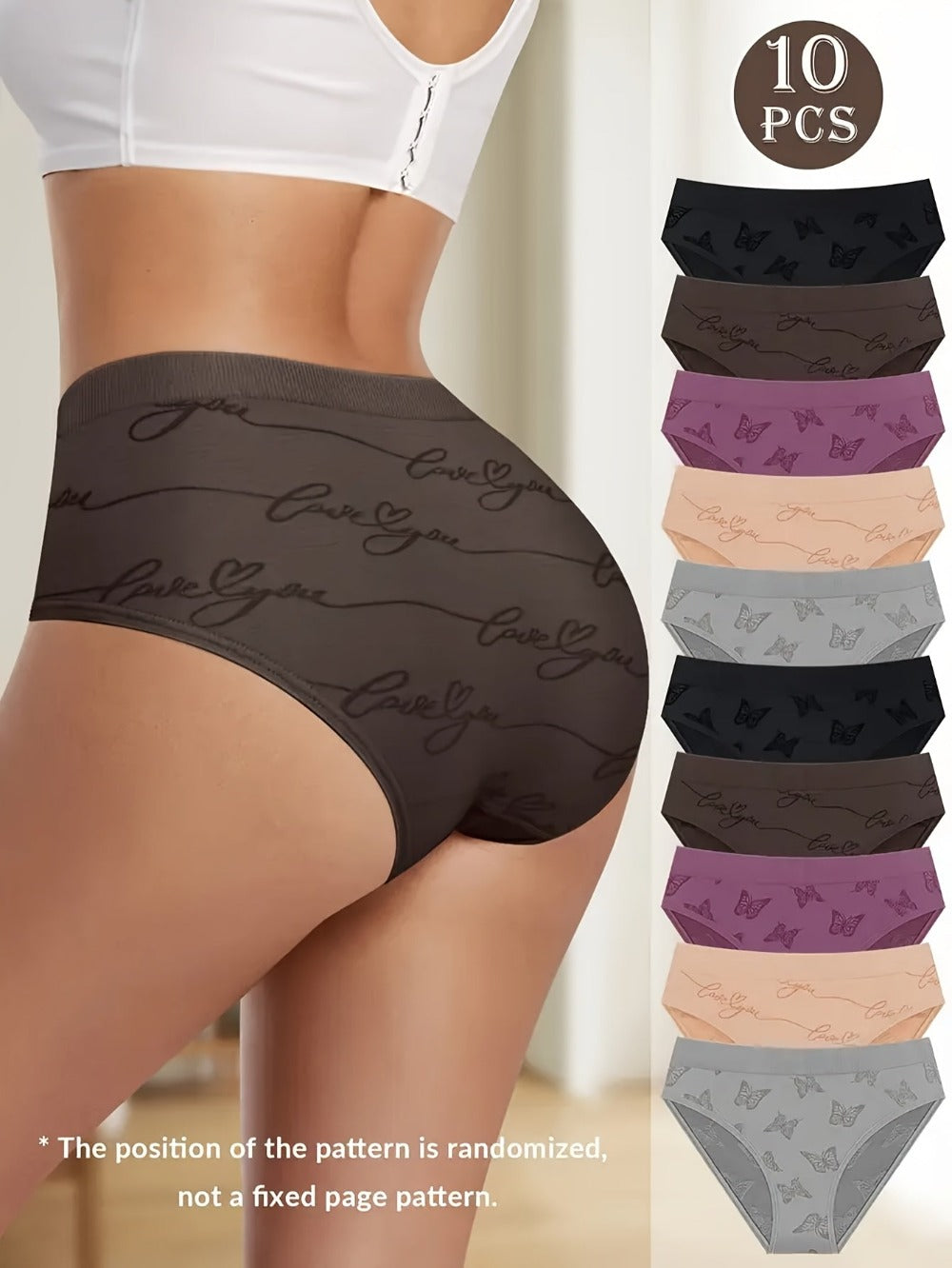 Women's 10-Pack Briefs - Butterfly Print Everyday Comfort