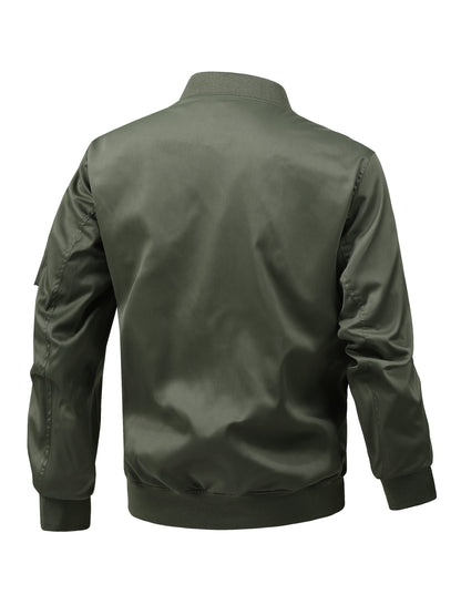 Men's Plus Size Windbreaker Jacket with Zip Closure And Baseball Collar, Casual Street Style, PLUS SIZE