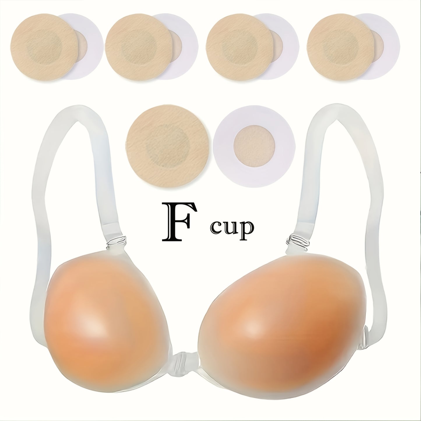 2-Pair Women' Self-Adhesive Strapless Push-Up Bra - Seamless Silicone Adhesive Breast Enhancer with Lift, Lightweight for Wedding,, Low-Cut Outfits (Suitable for Suspenders)