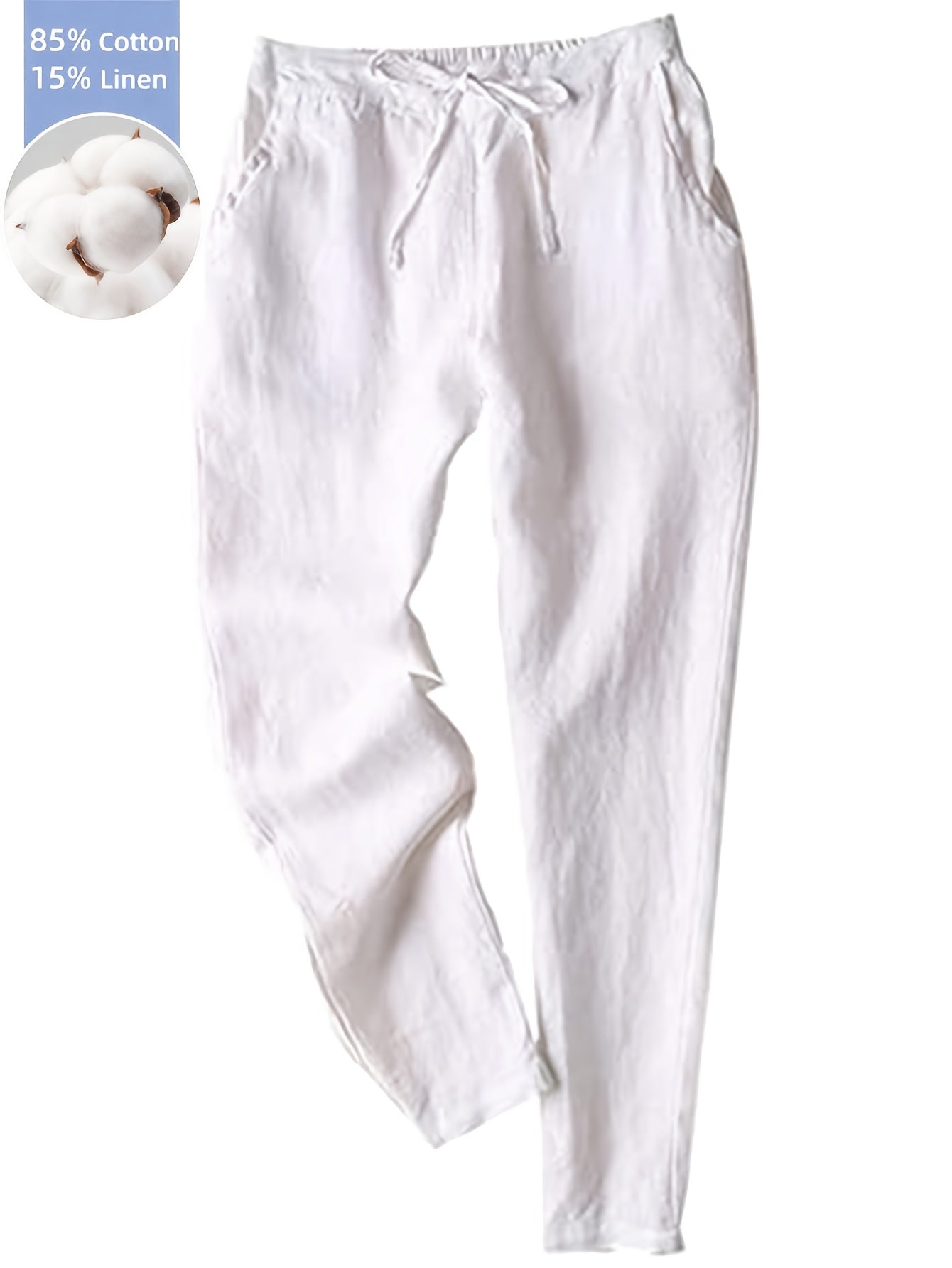 Women's Linen Pants - Summer High Waist Straight Leg Pants with Drawstring | Casual Beach Palazzo Pants | Boho Vacation Trousers for Travel