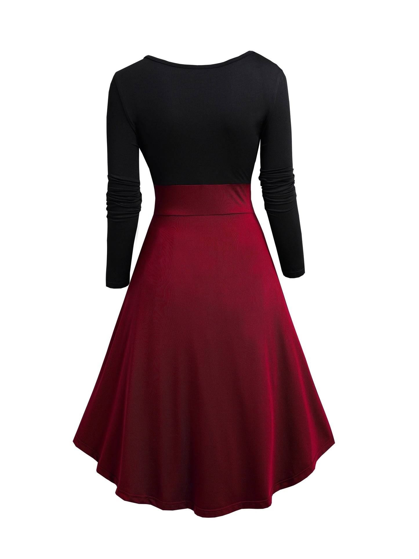 Women's Burgundy Polyester V-Neck Slim-Fit Dress - product view 2
