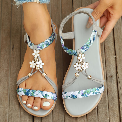 Trendy Floral Embellished Beach Sandals for Women - 3-Day Delivery From Local Stock, Ideal for Beach Vacations