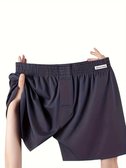 3pcs of New Men'S Polyamide Shortie Pants with Medium Stretch, Solid Color, Lycra Blend, Daily & Casual Wear, Loose Fit, Woven Fabric, 170 g/m虏 Weight