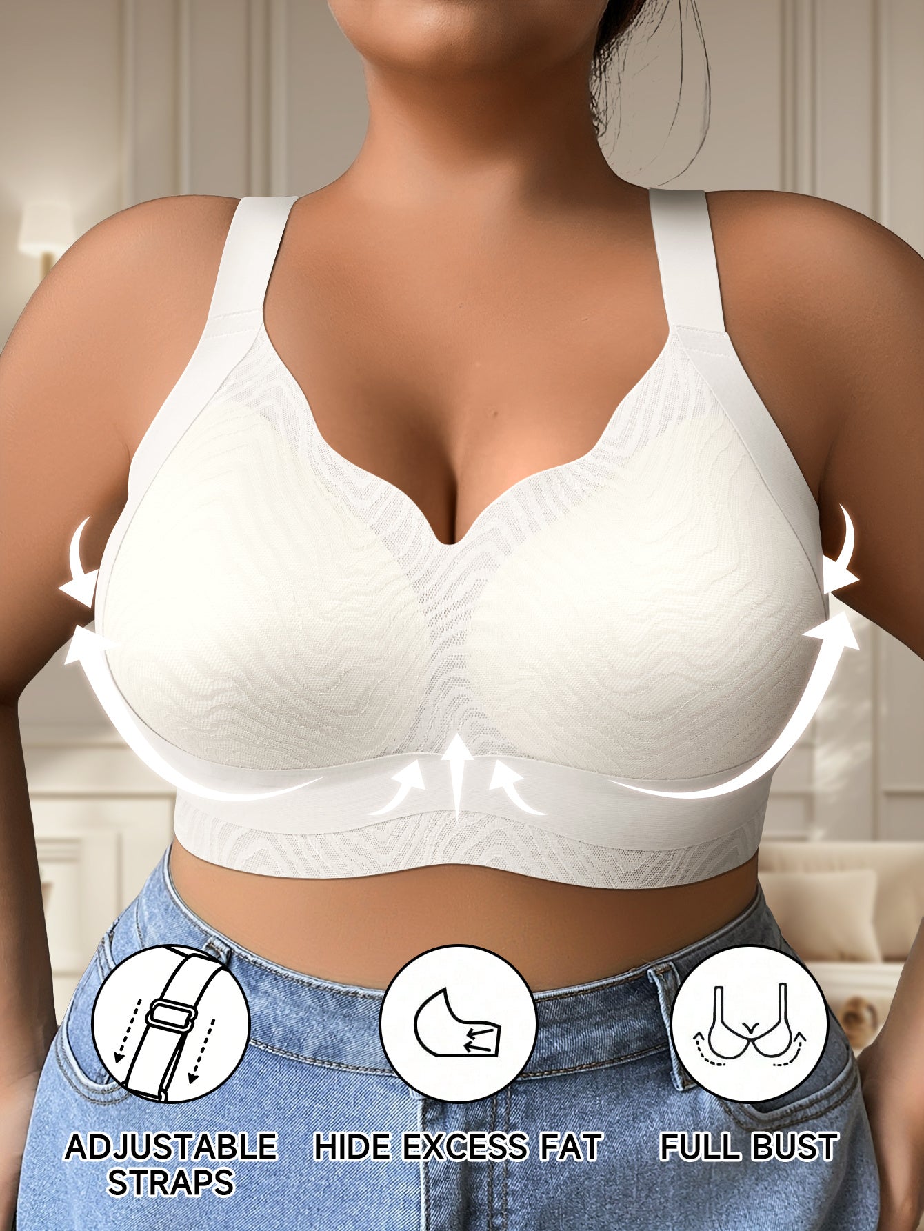 Plus Size Wireless Bras for Women - Made from Soft, Breathable Material for All-Day Comfort And Support, Designed for Curvy Figures (Sizes 1XL to 5XL)