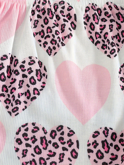 Girls' Shorts - School Season Gift - Summer Lightweight Design with Heart-shaped Pleated Edges - Baby Girl's 0-3 Years Old Small Pants - Versatile And Cute Casual Style - Suitable for Festivals And School Days - Girls' Shorts - Valentine's Day Gift
