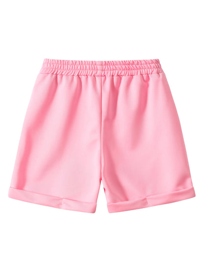 4pcs Girls' Summer Shorts with Heart Print & Bow Front - Non- Bow Tie Waistband, Machine Washable Casual Shorts Suitable for, Playdates, Casual Attire - Spring/Summer Outfits for to, Perfect for Outdoor