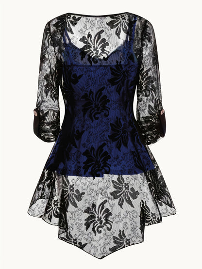 Timeless Plus Size 3-Piece Suit For Women - Lace Button Cardigan + Camisole & Trousers Set, Year-Round Office/Casual/Dinner Outfits 1XL-5XL