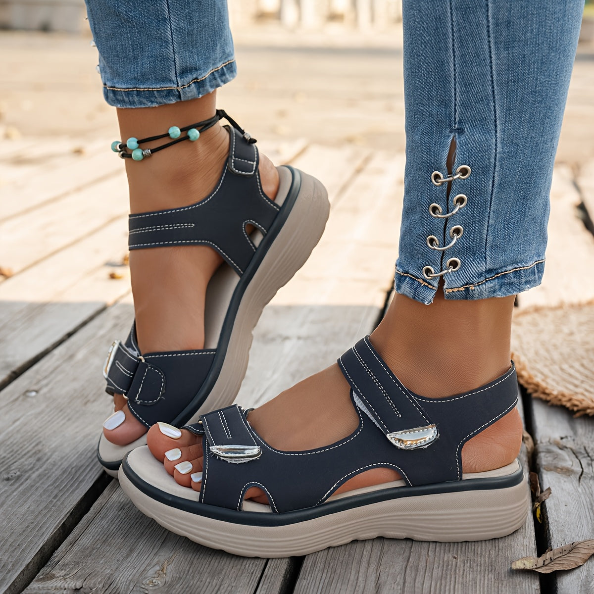 Women'S Premium Adjustable Strap Platform Sandals | Elegant, Comfortable Orthopedic Summer Casual Open-Toe Walking Shoes, High-Quality Breathable And Non-Slip Fashion Footwear With Microfiber Upper And Sole, Women Shoes