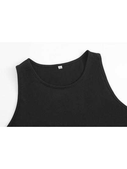 Women's Casual Sleeveless Round Neck Vest - Double-Sided Cat & Dog Paw Print Design, Cotton Lightweight Summer Top, Machine Washable Pet Lover Apparel, Outdoor Relaxation Clothing, Nontransparent Fabric