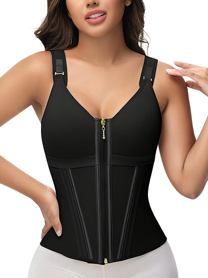 Extreme Latex Corset Waist Vest With Bra, Sports-Style Underwear Corset Belt, Adjustable Straps, Tummy-Control Shaping Pants, Detachable Straps With Zippered Crotch, Summer'S Top Choice For Layering