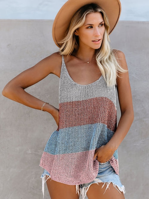 Womens Knit Tank Tops Summer Flowy Casual Loose Fit Sleeveless Sling Sweaters 2024