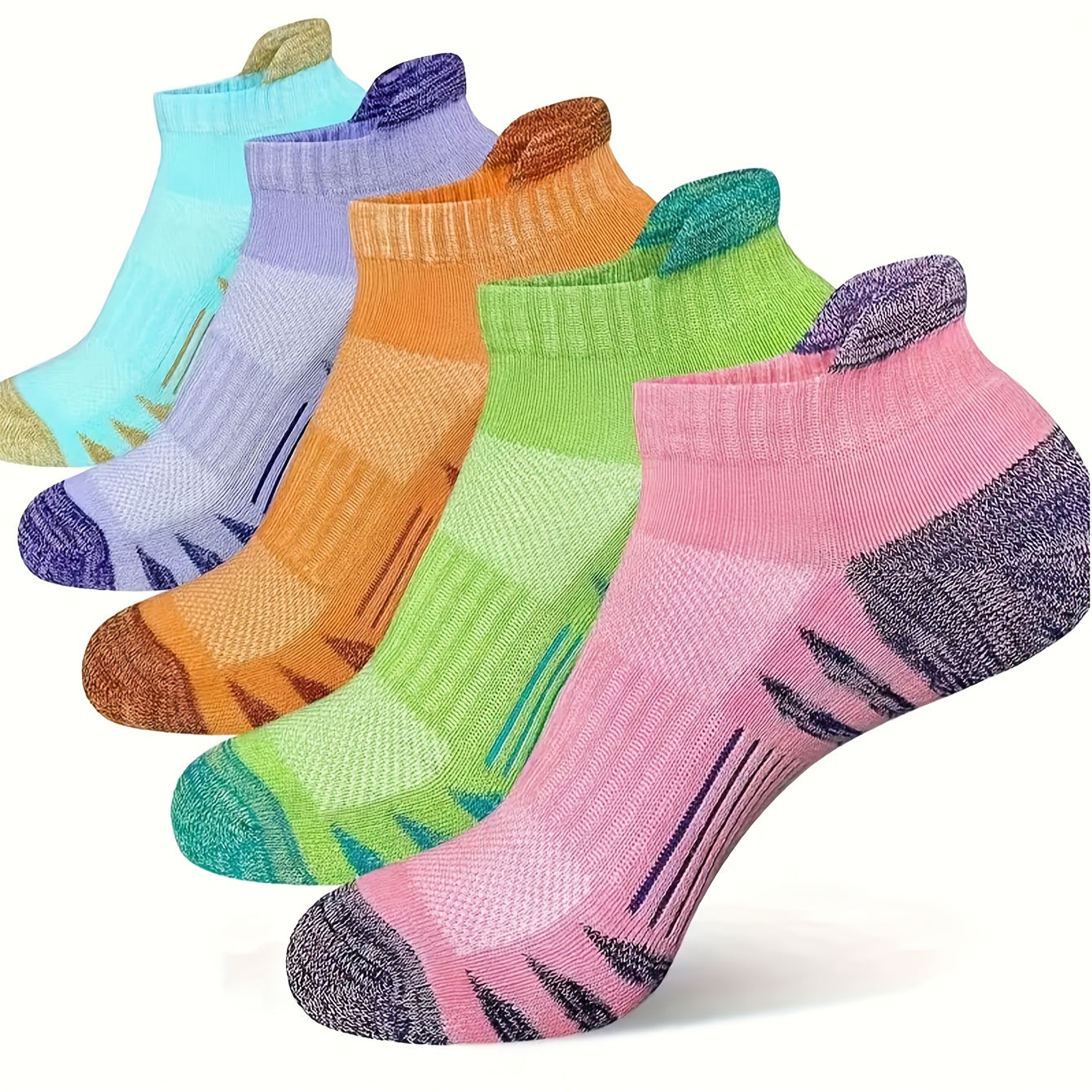 15 Pairs Ankle Sports Socks, Polyester Fabric with 5% Spandex, Label Design, Low-Cut for Running & Casual Wear