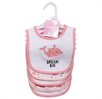 Cotton Baby Bibs 5-Pack - Cartoon Embroidered