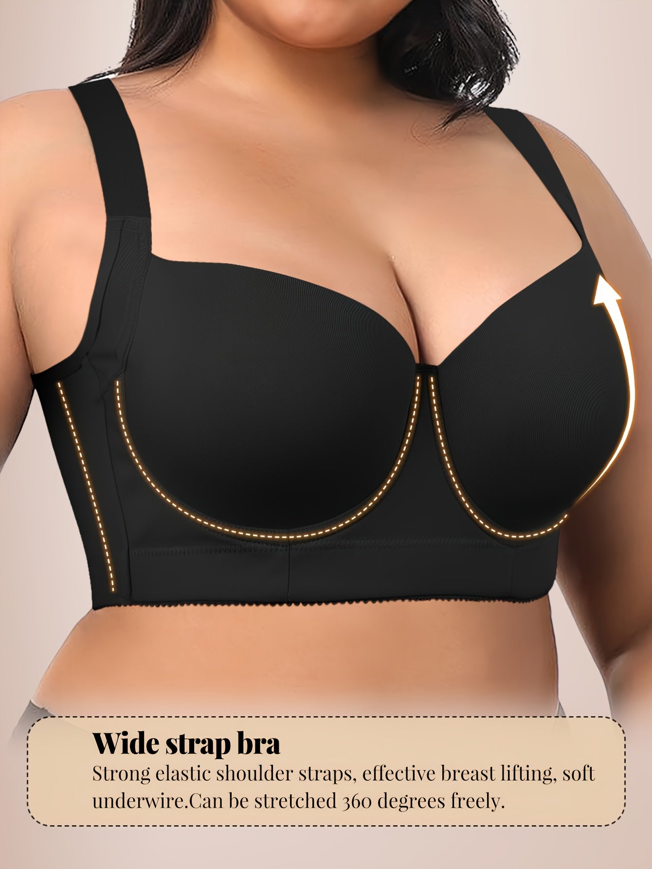 Seamless Large Size Push-up Bra for Women with Wide Shoulder Straps, Comfortable And Simple Bra