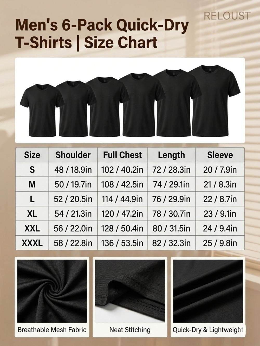 Men's Classic Performance T-Shirt - Crew Neck Short Sleeve Style 6677