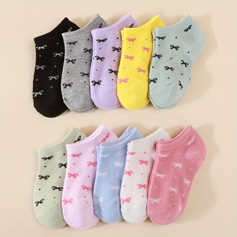 Girls' Bowknot Ankle Socks - 10/20-Pair Options