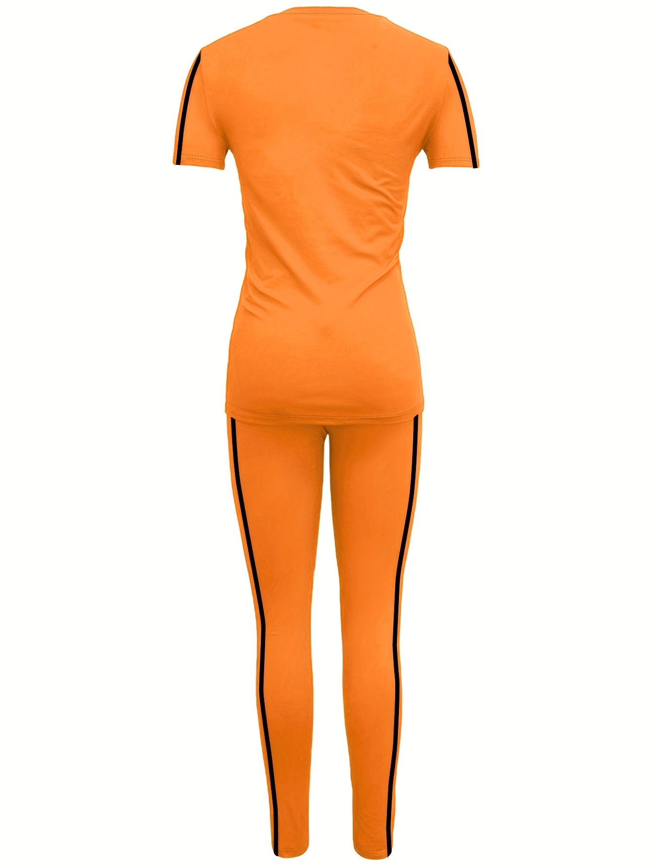 Women's Two-piece Casual swear Striped Edge Short Sleeved Round Neck Pullover, Slim Fit Striped Edge Pants Set, s Suit