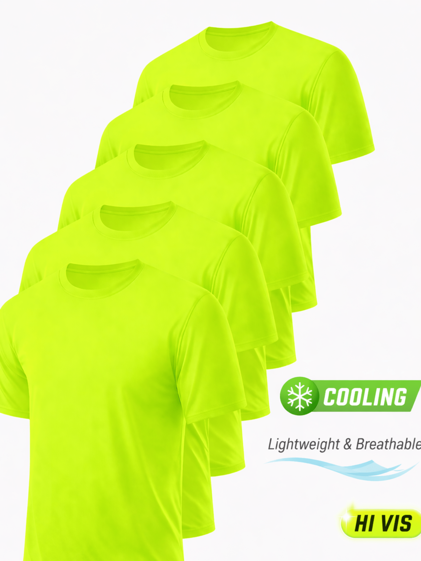 5-Pack Men’s Safety Work Shirts UPF 50+ Quick Dry Breathable Performance Tees for Outdoor Jobs gift for dad