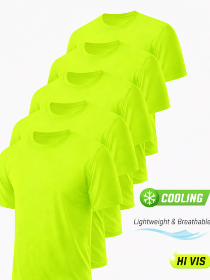 5-Pack Men’s Safety Work Shirts UPF 50+ Quick Dry Breathable Performance Tees for Outdoor Jobs gift for dad