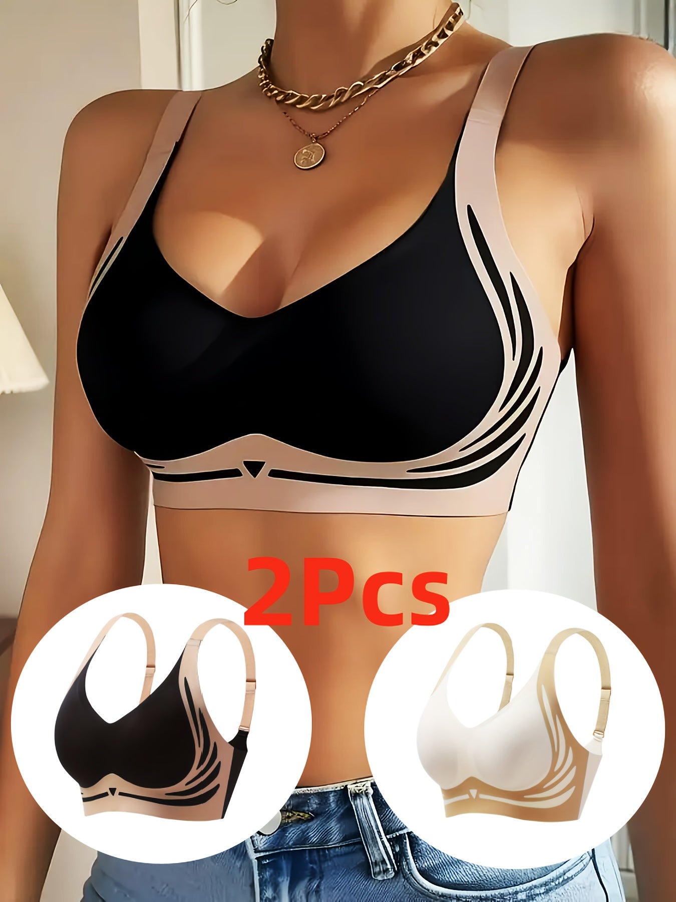 Stylish Women'S Seamless Sports Bra - Offers Medium Support with Stretchable Fabric, Features a Unique Striped Back, Fixed Lined Cups Ideal for Hiking And Outdoor Activities, Low Neckline with a Half Open Design, Perfect for Adventurous Wear