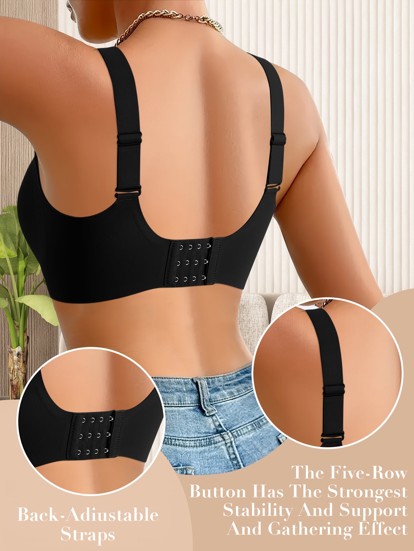 Elegant Solid Color Wireless-Free Push-Up Bra - Medium Support, Comfortable & Lifted Design for a Lifted Appearance, Non-Removable Pads, Seamless Full Cup Coverage, All-Day Wear, Women's Lingerie, Sleek Push-Up Bra, Smooth Fabric